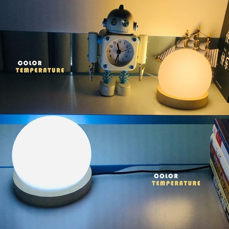 Simple Creative Warm Dimmer Night Light Desk Bedroom Decoration Ball Wooden Lamp