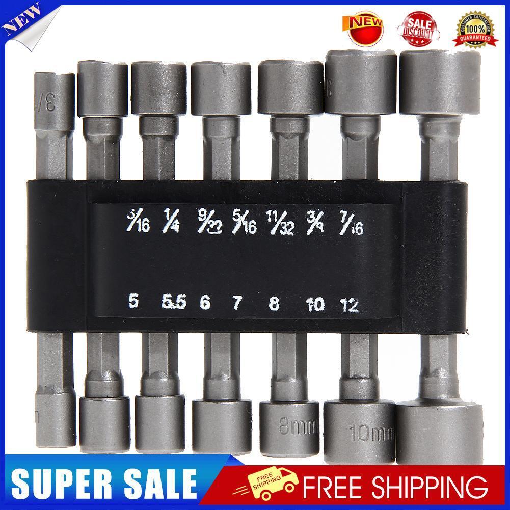 14pc Power Nut Driver Drill Bit Set SEA Metric Socket Wrench Screw 1/4" Hex