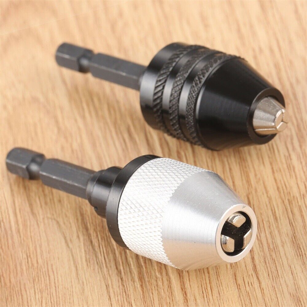 2Pcs 1/4'' Keyless Drills Chuck Quick Change Impact Driver Converter Conversion