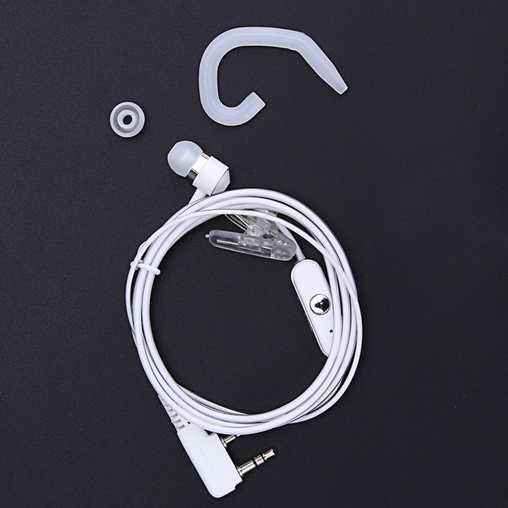 2Pin Sports Earpiece Headset w/ PTT MIC for BAOFENG Retevis Radios White
