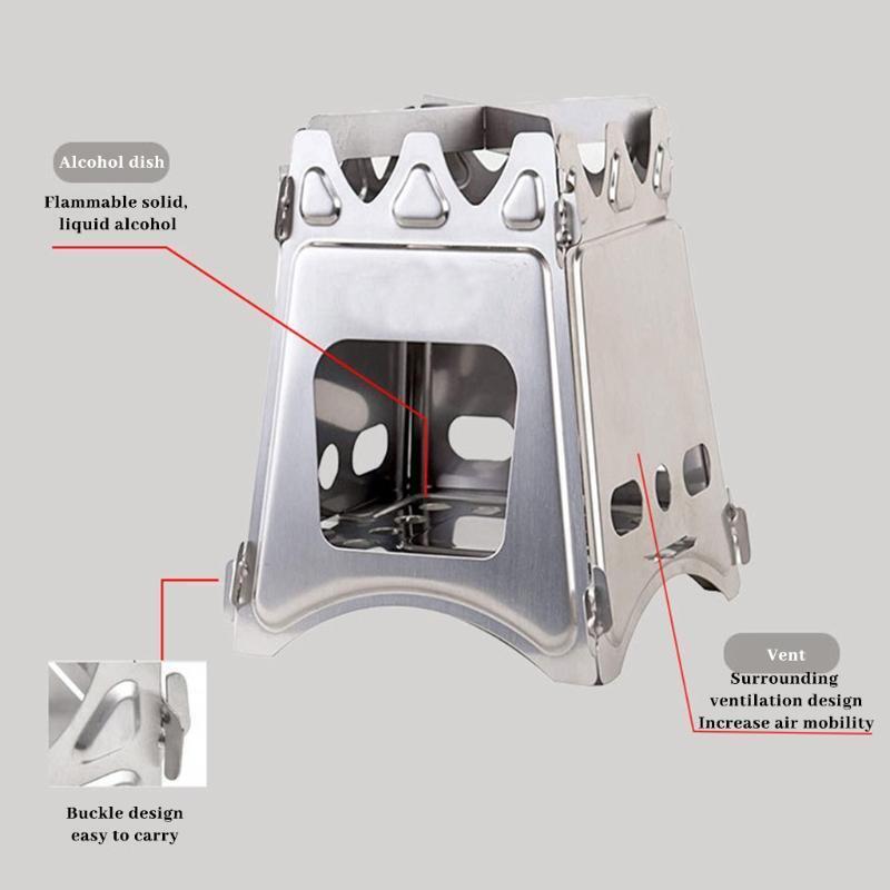 Outdoor Camping Stove Portable Ultralight Foldable Stainless Steel Wood Stove