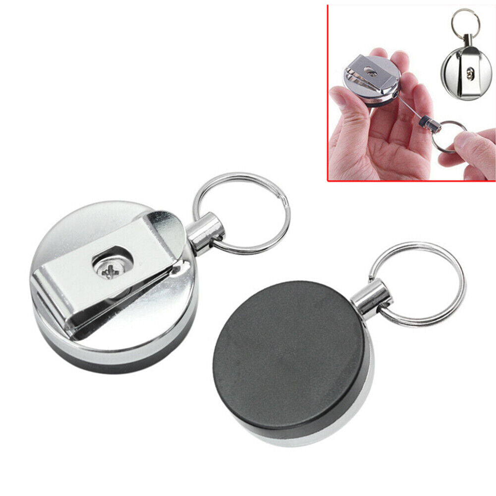 60cm Retractable Pull Belt Key Ring ID Card Badge Holder Wire Rope Chain