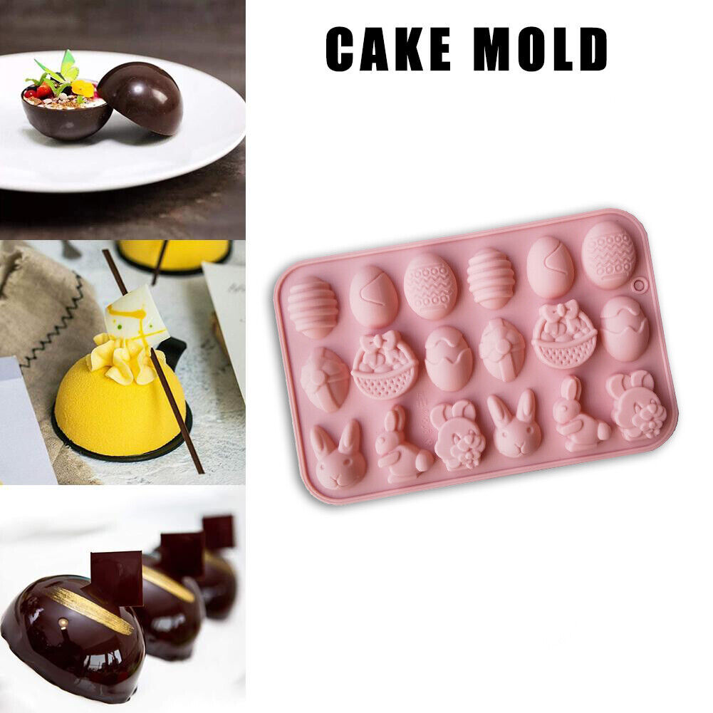 Easter Mold Bunny Eggs Silicone Baking Mould Pudding Tray Pastry Tools