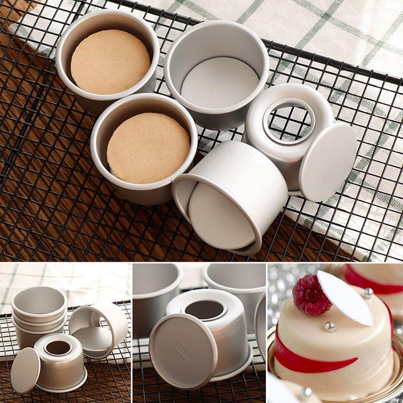 5 pcs Cake Pan Aluminum Cake Tray Removable Bottom Round Shaped Cake Pan for Ove