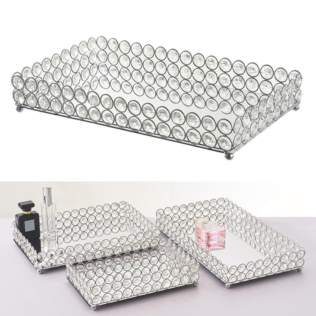 Crystal Mirrored Tray Cosmetic Vanity Jewelry Organizers for Wedding Home Decor