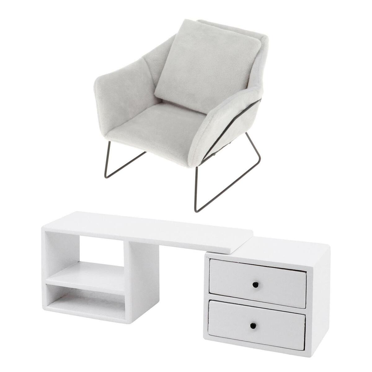 1/6 Gray Sofa with TV Cabinet  Living  Scene Supplies Decor
