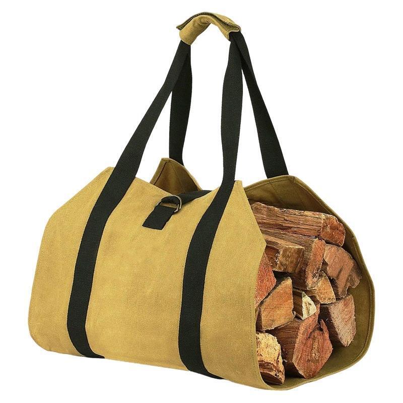 Wood Carrier Bag Log Camping Outdoor Holder Carry Storage Bag Wooden Canvas Bag