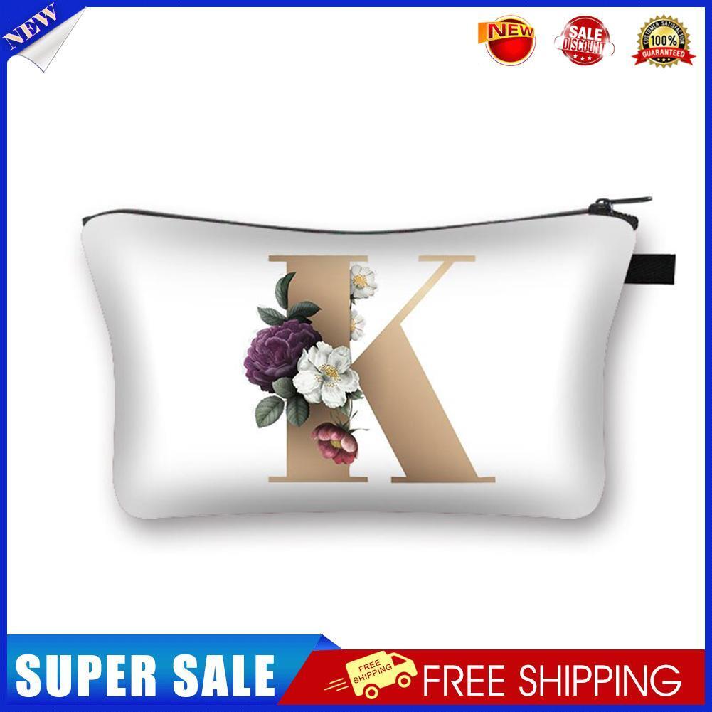 Alphabet flowers Printed Hand Hold Travel Storage Cosmetic Bag Toiletry Bag