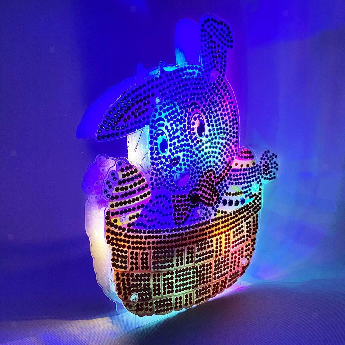 2Pcs 5D DIY  Easter  with LED Lights Diamond Drawing