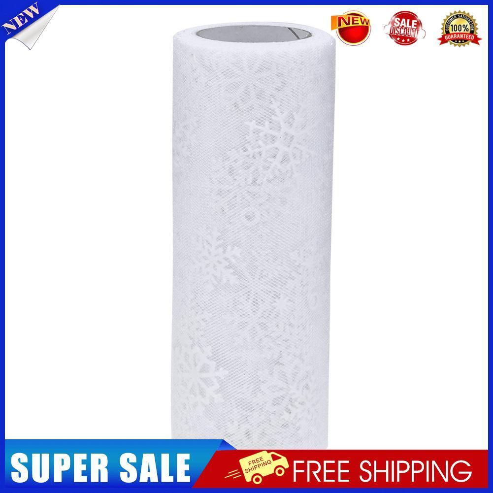 10 Yards Glitter Snowflake Tulle Roll DIY Crafts Wedding Party Decor(White)
