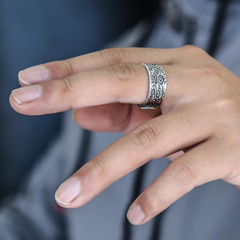 Lucky Carving Scripture Adjustable Rings Feng Shui Amulet Wealth Lucky Open Ring