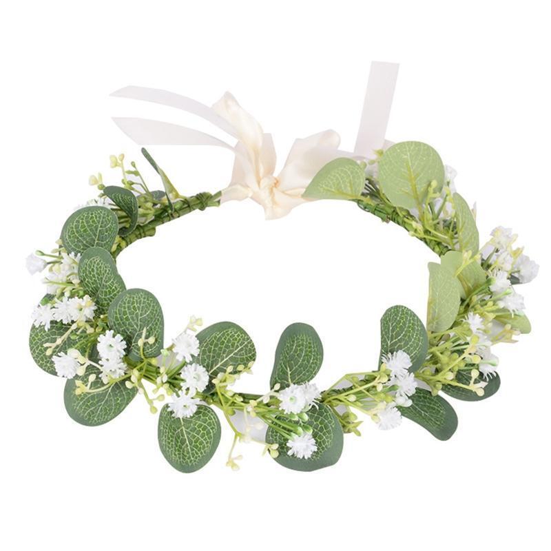 Luxury Flower Crowns with Adjustable Ribbon Wedding Hair Decor Thin-brimmed