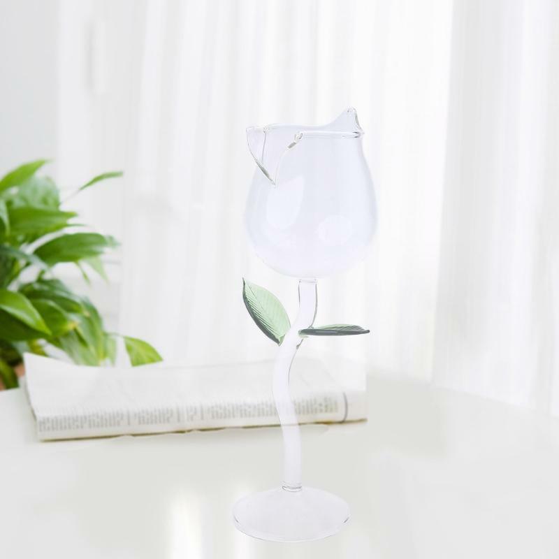 Wine Glass Rose Flower Shape Goblet Lead-Free Red Wine Cocktail Glasses Home Wed