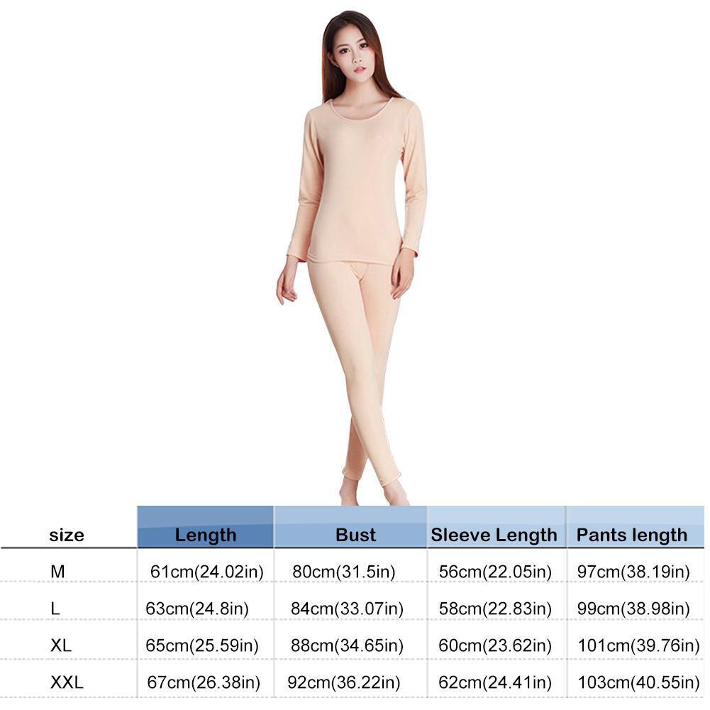 Autumn Winter Women Pajama Set Long Sleeve Warm Sleepwear (Skin Color)(L)