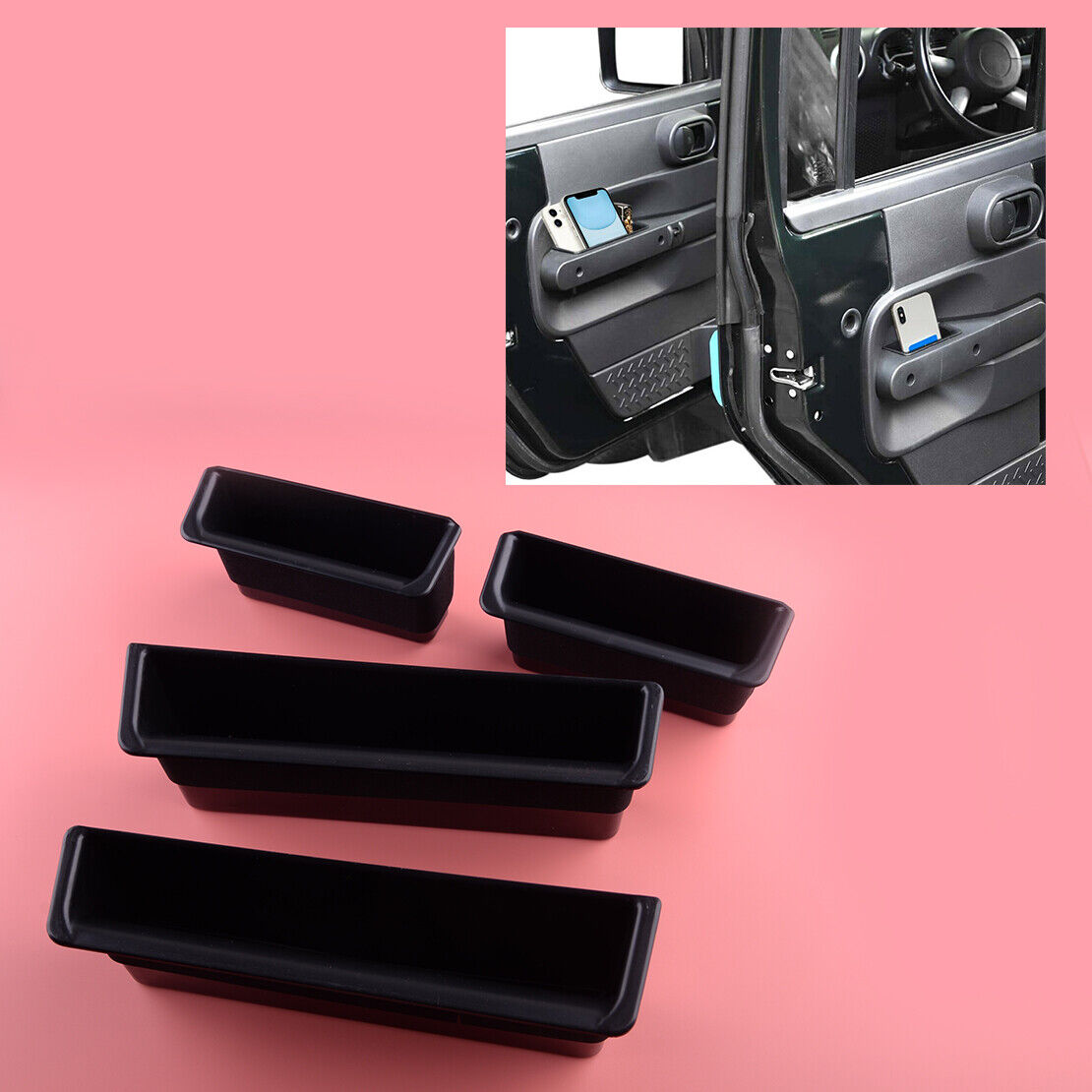 Door Armrest Storage Box Key Container Tray Fit For Jeep Wrangler JK 2007-2010