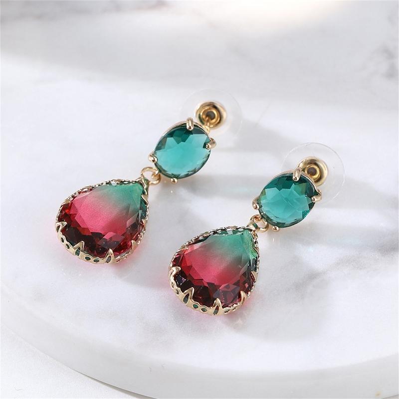 Nice Double-color Glass Pendant Earrings Water Droplets Earrings Dangle Earrings
