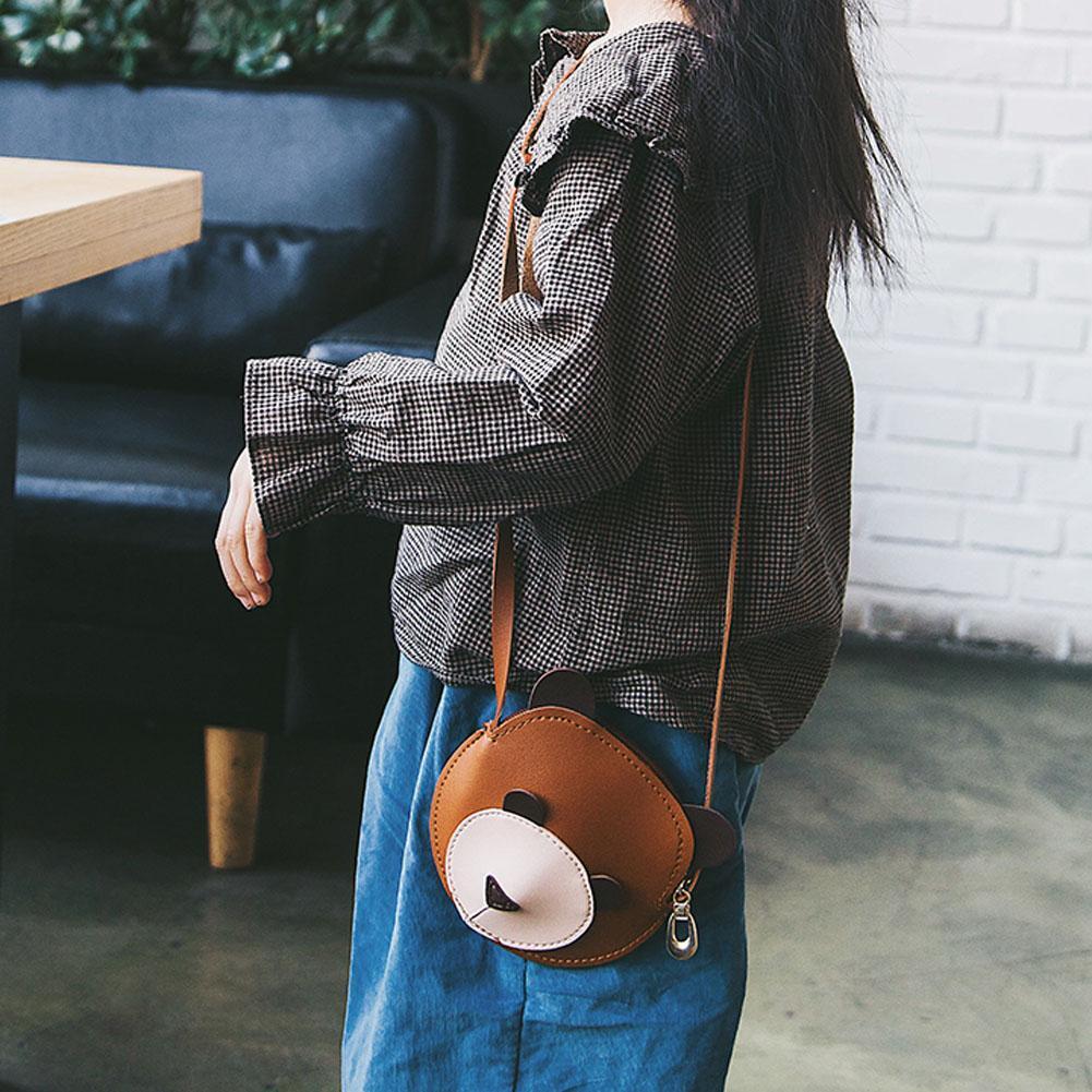 Cute Cartoon Bear Wallet Kids Storage Sling PU Shoulder Mini Bags/Brown