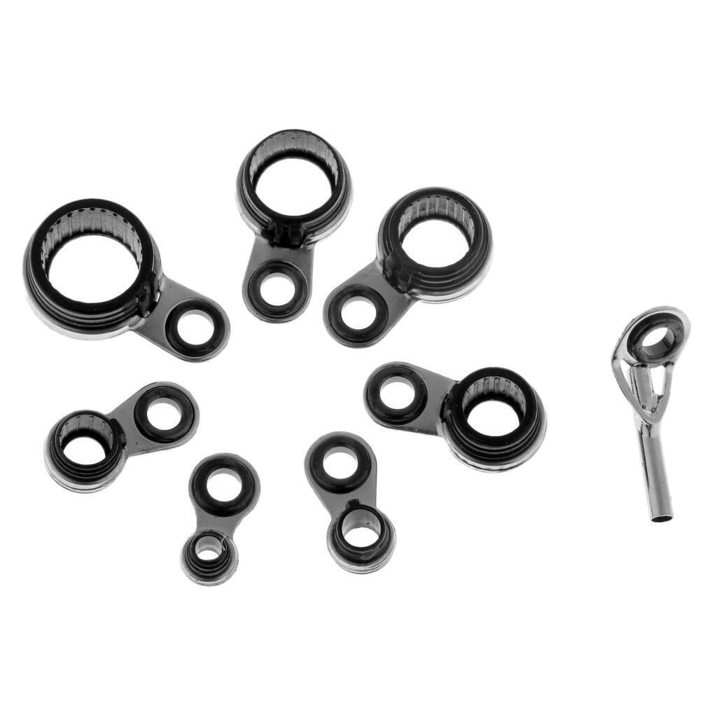 Prettyia 8pcs Fishing Rod Guides Eye Rings DIY Rod Building Ceramic Ring