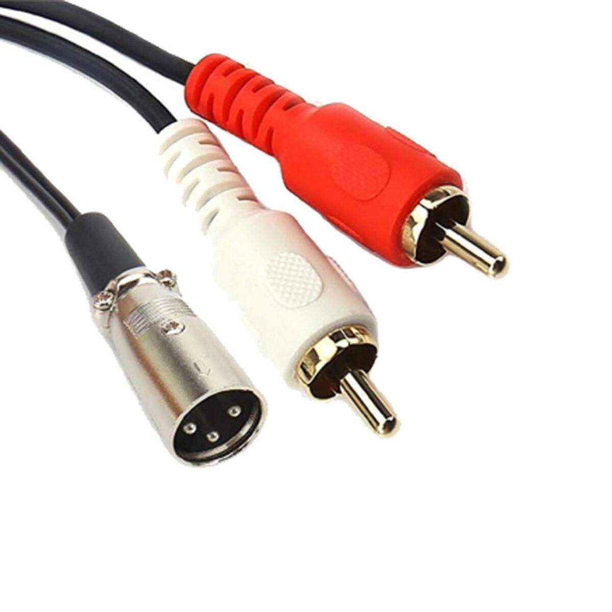 Pro XLR 3 Pin Male to Dual RCA Male Plug Cable Adapter Mic Audio Y Splitter