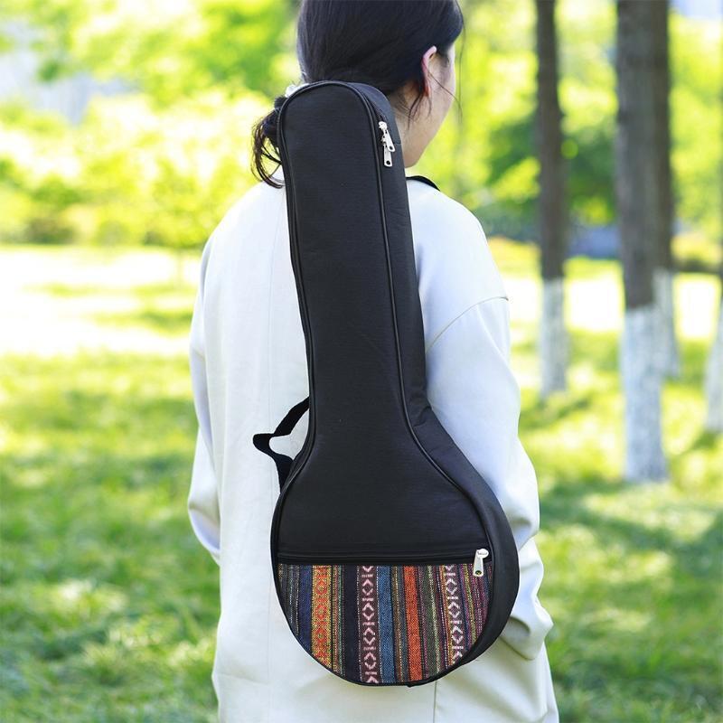 25in 4-Strings Banjo Bag Ethnic Style Musical Ukulele Tote Case Cotton Backpack