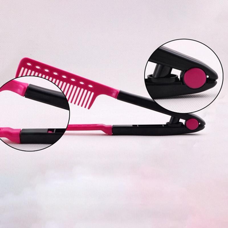 Hair Straightening Comb Haircut Anti-static V Shape Comb Clip Clamp Styling Tool