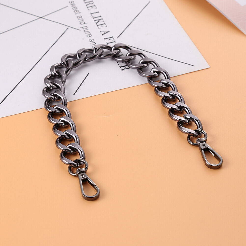 40cm Punk Metal Thick Chain Bag Shoulder Strap DIY Handbag Handles (Black)
