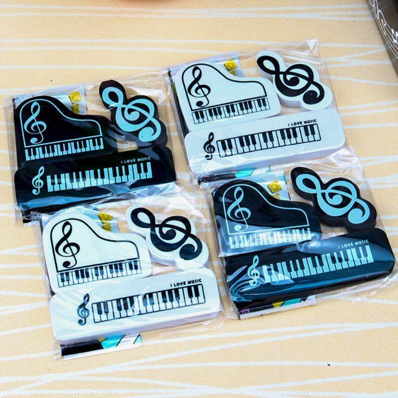 3pcs/set Musical Piano Notes Rubber Pencil Eraser School Student Korean Supplies