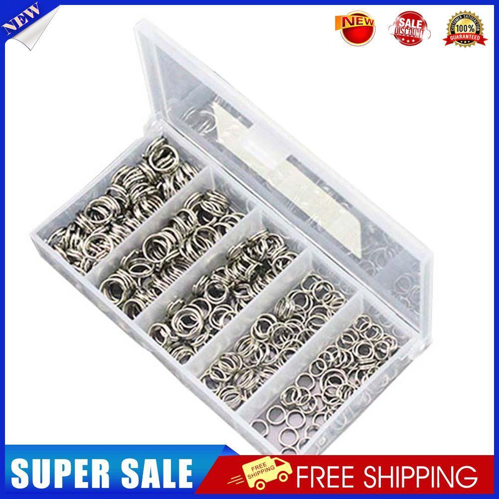 250pcs 5-Size High-carbon Steel Fishing Split Rings Double Loop Connectors