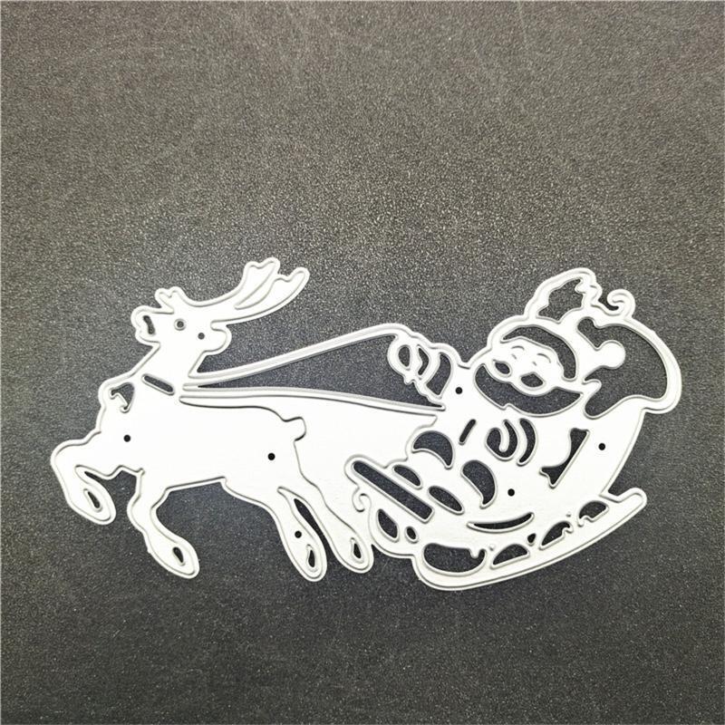 Christmas Santa Sleigh Elk Metal Cutting Dies Stencil DIY Embossing Template