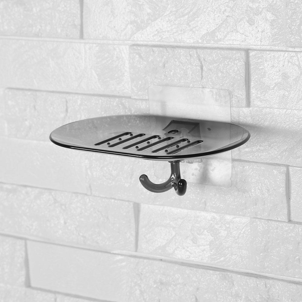 Punch-free Soap Box Drain Holder Bathroom Wall Hanging Storage Rack (Grey)