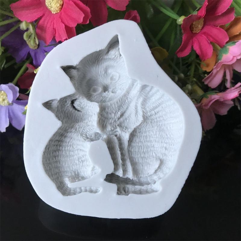Cartoon Cat Cake Decoration Mould Baking DIY Chocolates Silicone Material Moulds