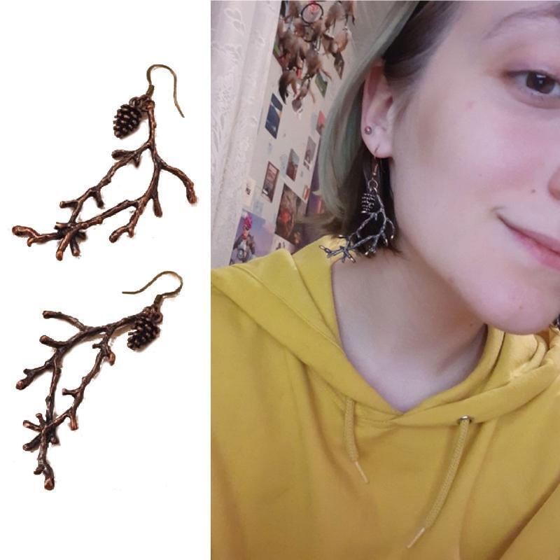 Unique Tree Branch Earrings Statement Fishhook Earring Birthday Xmas Gifts