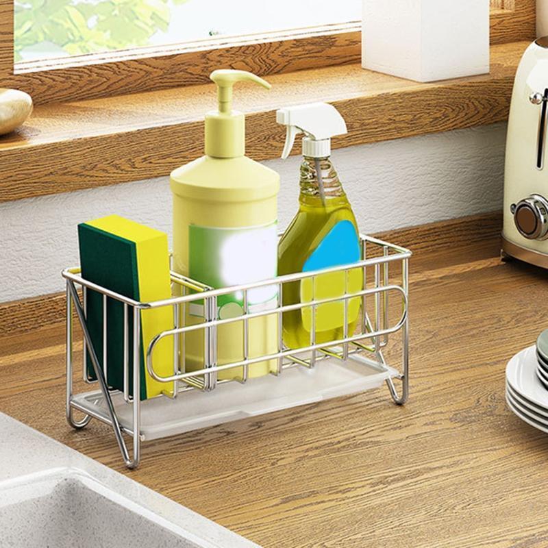 Countertop Stainless Steel Sponge Holder Rust Proof Anti Slip Storage Rack