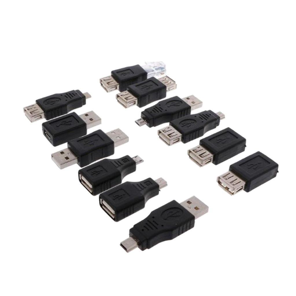 12pcs OTG USB Male to Female Micro USB Mini USB Changer Adapter Converter