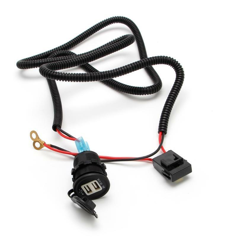 Blue LED 5V 3.1A Car USB Charger With Wiring Harness Dual USB Car Cigarette