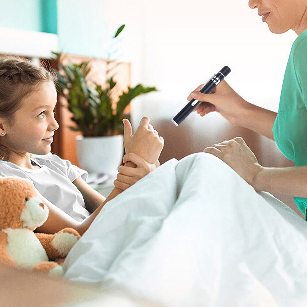 USB Charge LED Flashlight Medical Pen Light Mini Clip Nursing Lamp (Black)