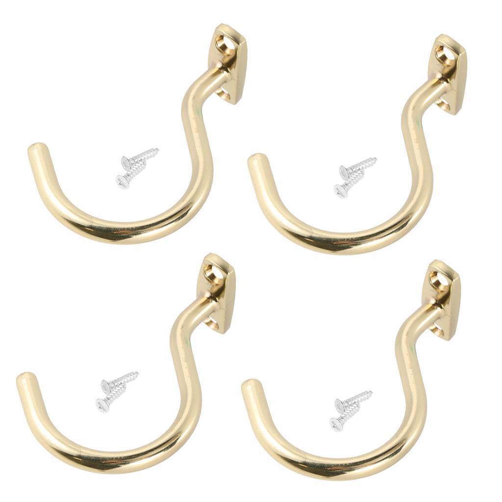 4x Snooker Billiard Table Cue Brass Hook, Hold Bridge Stick Pool Rack Accessory