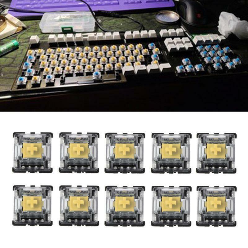10Pcs Mechanical Keyboard Gateron MX 3 Pin Yellow Switch Transparent Case