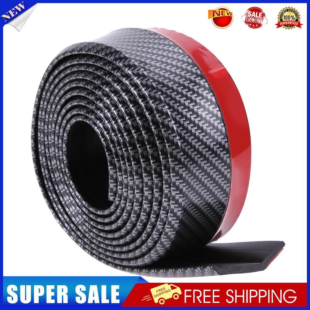 Black Soft Carbon Fiber Car Rubber Bumper Strip  Outside Bumper Front Lip