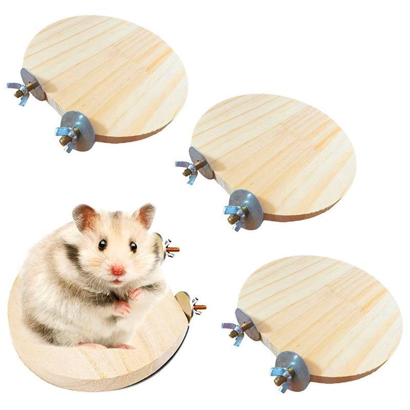 4 Pieces of Wood Stand Platform L-Shape and Round for Squirrel Gerbil Chinchilla