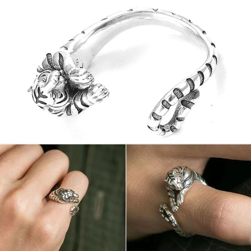 Tiger Open Ring Personality Punk Simple Cartoon Women Finger Ring New Year