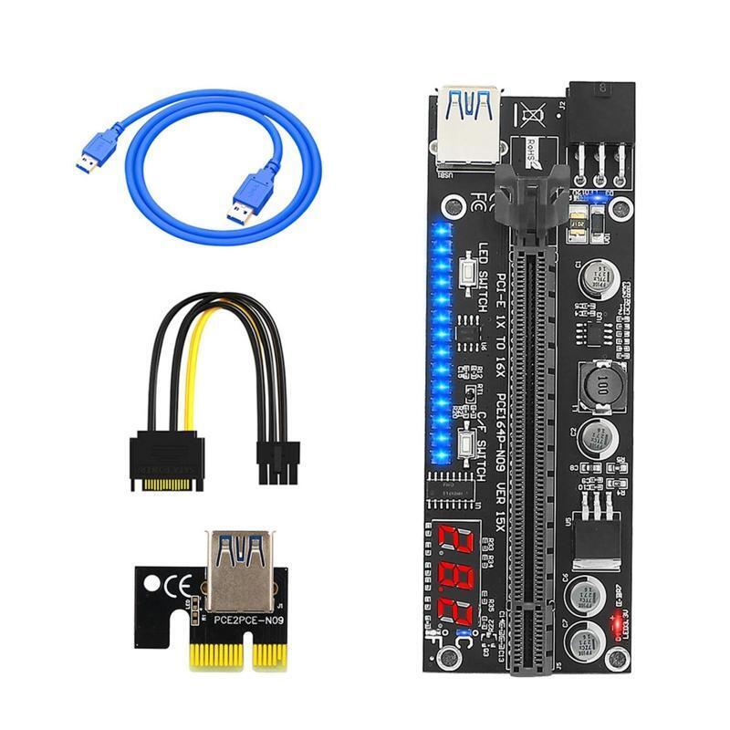 RGB PCI-E Riser Card VER 15X PCIE PCI-E Express Adapter 1X to16X USB3.0 Extender