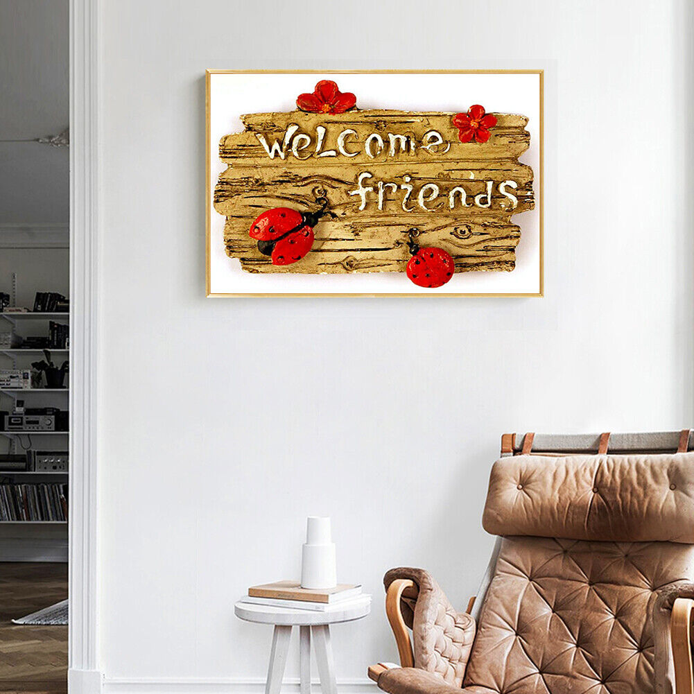 Welcome Friends 5D DIY Full Round Drill Diamond Painting Rhinestone Mosaic