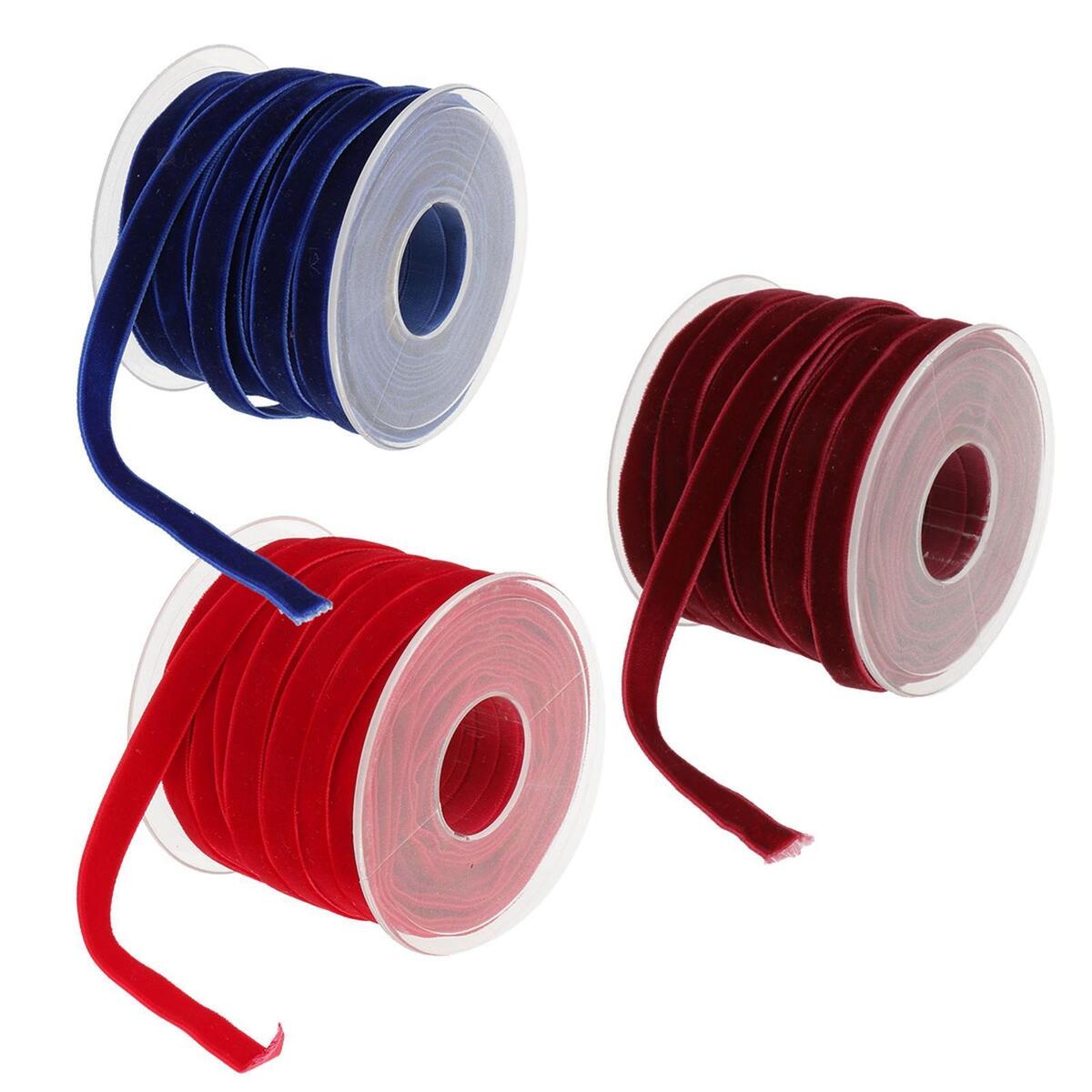 3pcs 20 Yard 10mm Wide Velvet Ribbon Roll for DIY Crafts Tool
