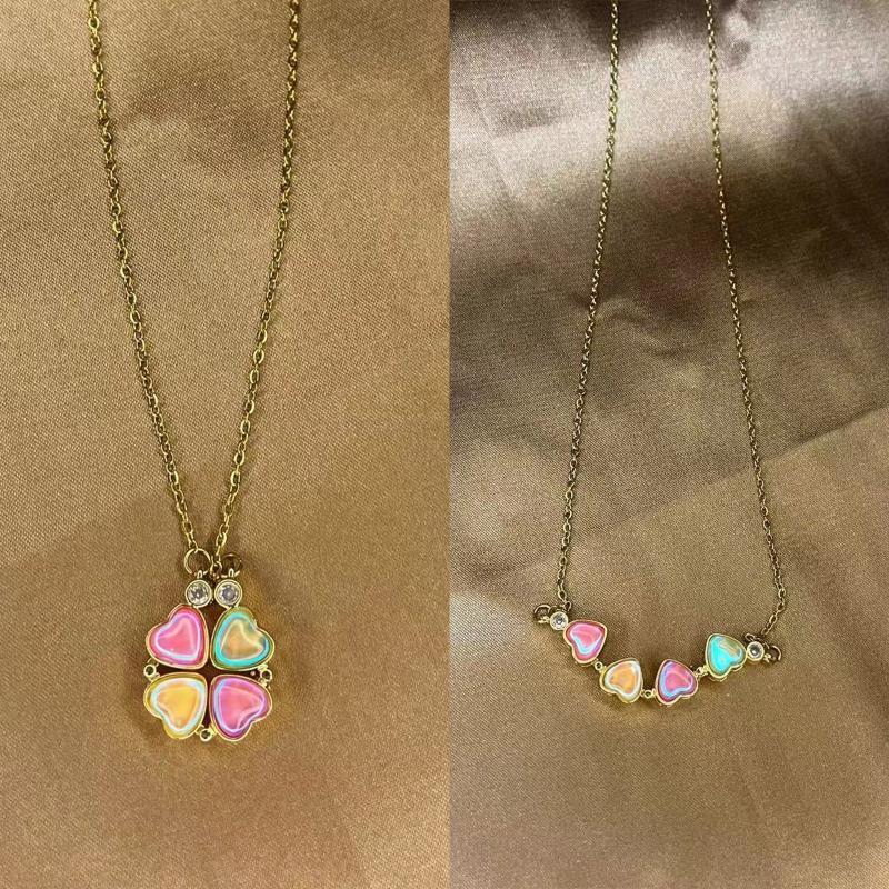 Colourful Shell Necklace Heart Shape Clavicle Chain Choker Jewellery for Women