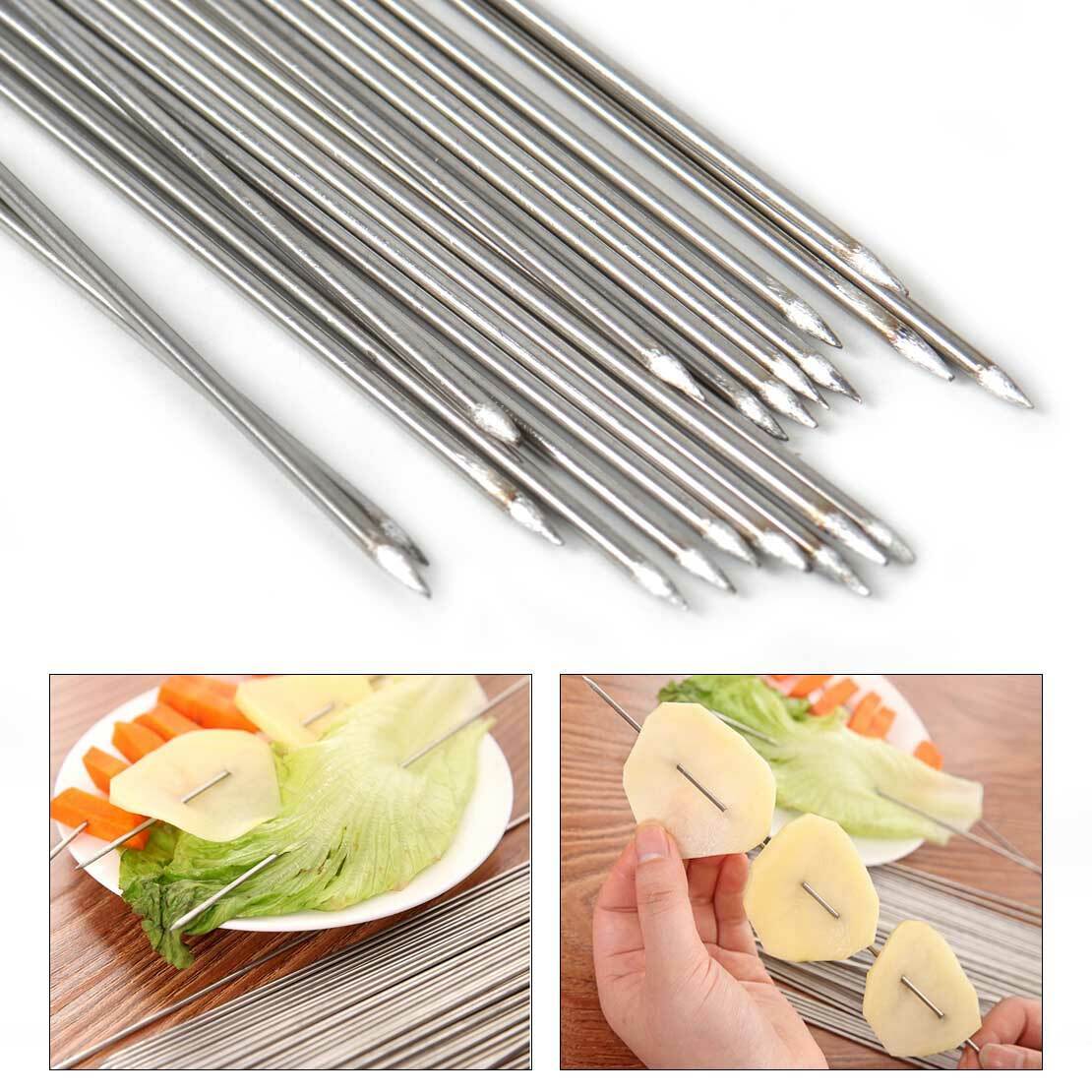 20x 35cm Stainless Steel Barbecue BBQ Skewers Kebab Kabob Stick Camping Tools Li