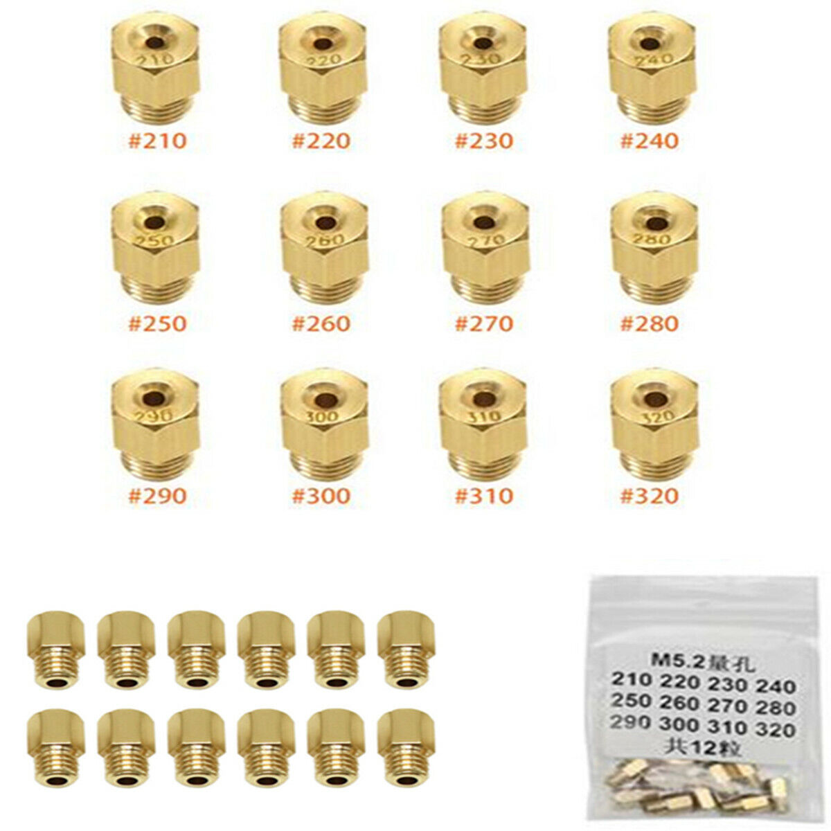 12*M5 Main Jet # 210-320 For Motor MIKUNI VM TM TMX Carburetor Injector Nozzle