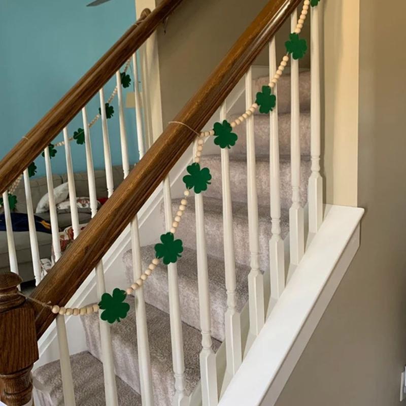 Felt Shamrock Clover Garland Banner Patrick's Day Banner Decorations Bunting