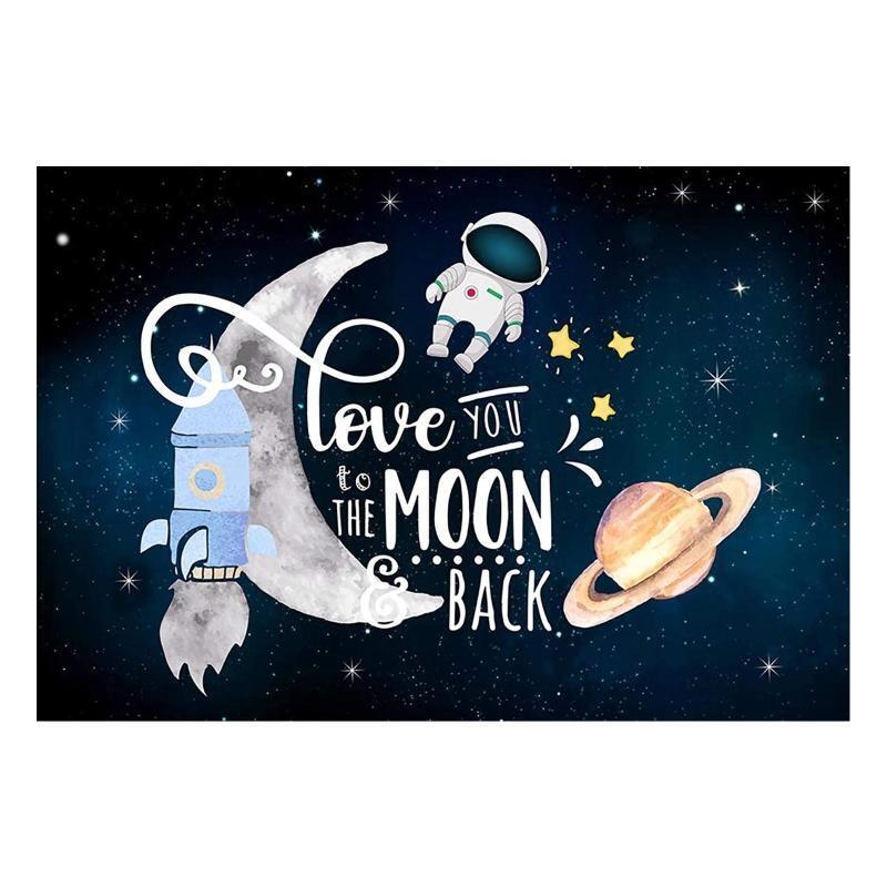 Space Universe Background Cloth Rocket Astronaut Moon Planet Pattern Ornament