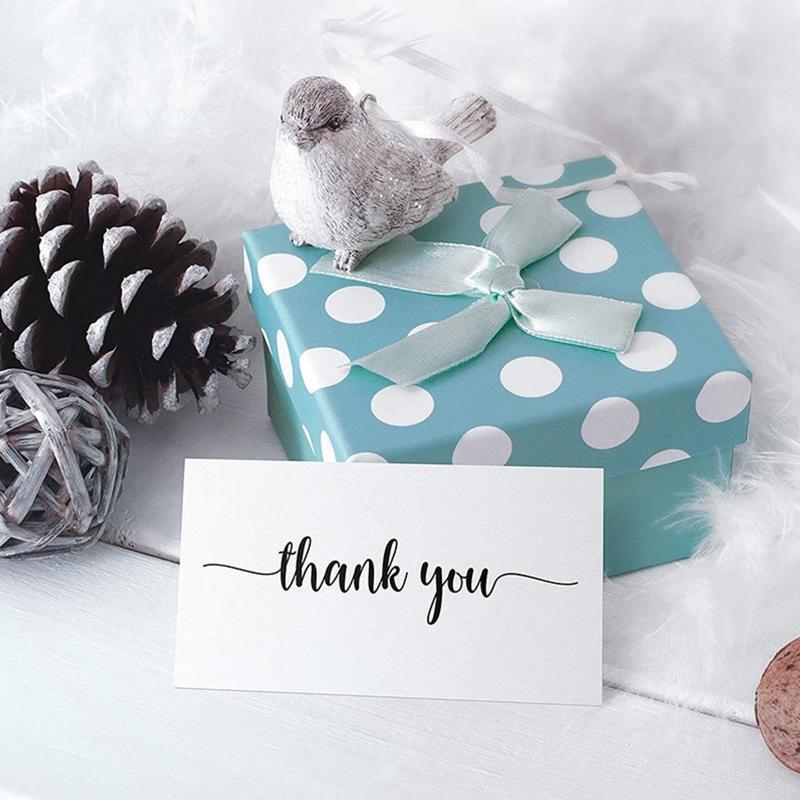 White Thank You Cards 50Pcs Message Greeting Black Letters Note Card